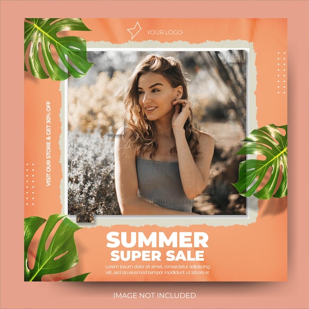 Modern summer sale instagram social media banner post feed