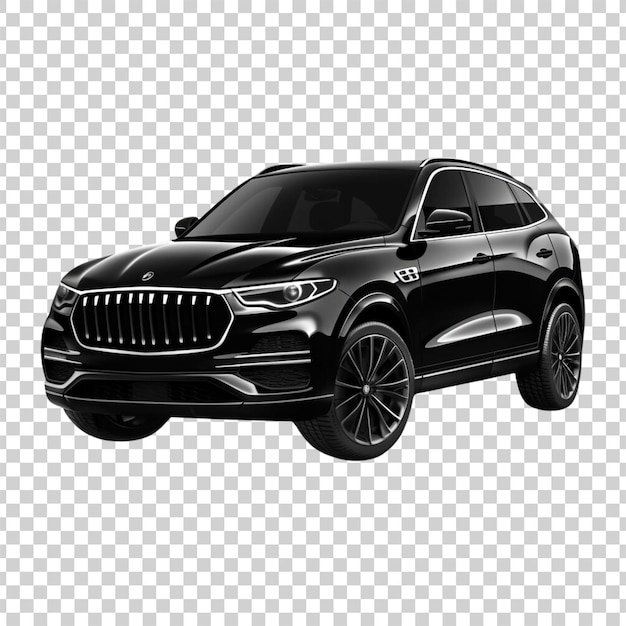 Современный черный автомобиль suv на прозрачном фоне