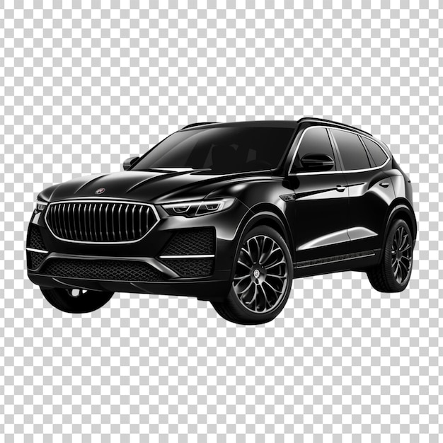 Современный черный автомобиль Suv на прозрачном фоне