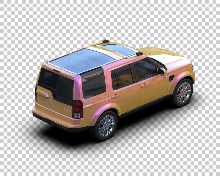 PSD รถ suv สมัยใหม่แยกจากพื้นหลัง ภาพเรนเดอร์ 3 มิติ