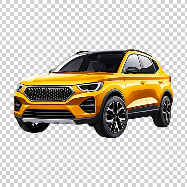 Modern suv yellow car on a transparent background