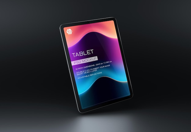 Modern tablet device on black mockup