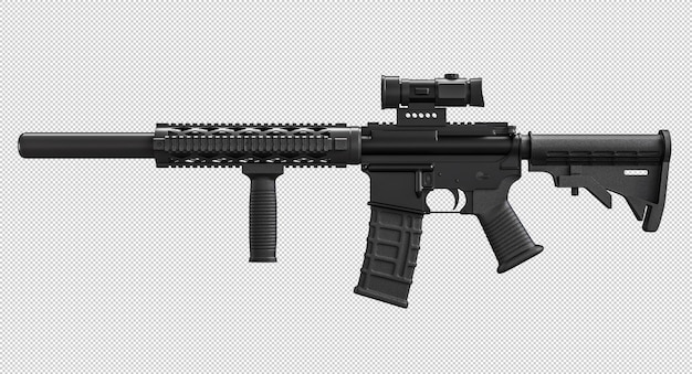 Modern tactical assault rifle isolated on white