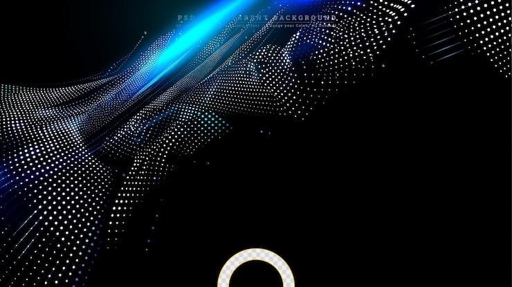 PSD modern technology stylish blue wave on transparent background