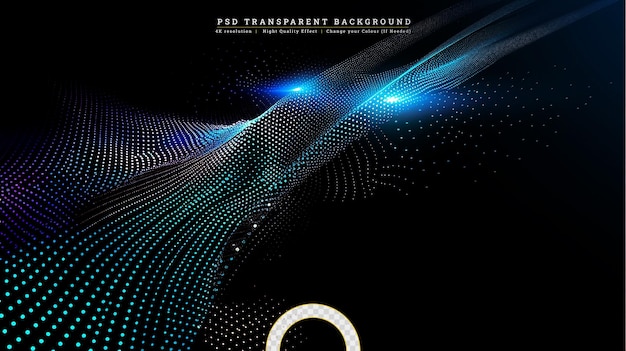 PSD modern technology stylish blue wave on transparent background
