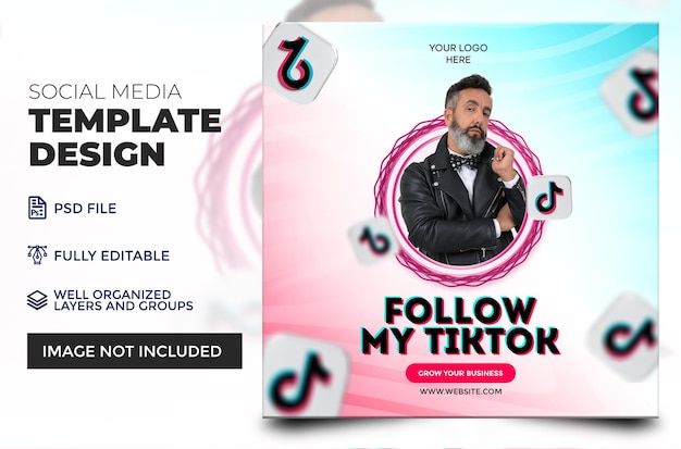 PSD modern tiktok poster template design for social media feed