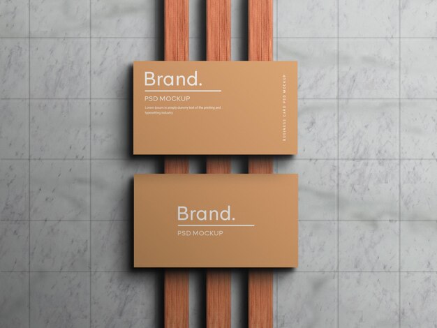 Modern Top view minimal business card mockup