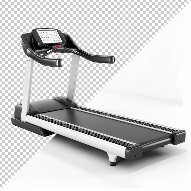 PSD modern treadmill designed for running and walking exercises in a gym environment for fitness enthusiasts and beginners