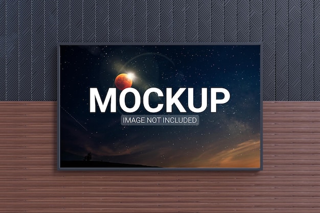 Modern tv screen mockup on wall