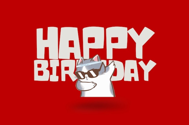 Modern typography cartoon pet birthday card