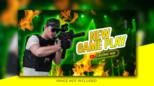 Modern video game review youtube channel thumbnail and web banner template premium psd