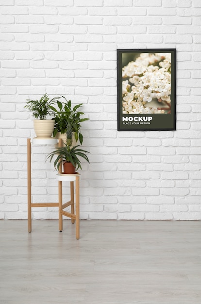 PSD modern wall frame mock-up design with interior decor