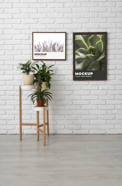 PSD modern wall frame mock-up design with interior decor