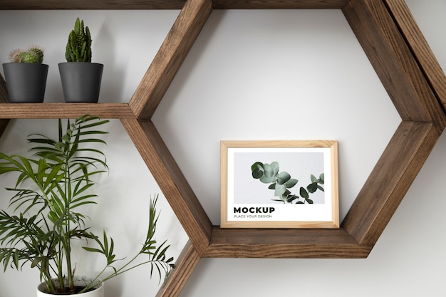 PSD modern wall frame mock-up design with interior decor