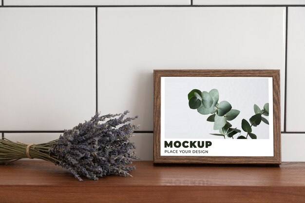 Modern wall frame mock-up design with interior decor