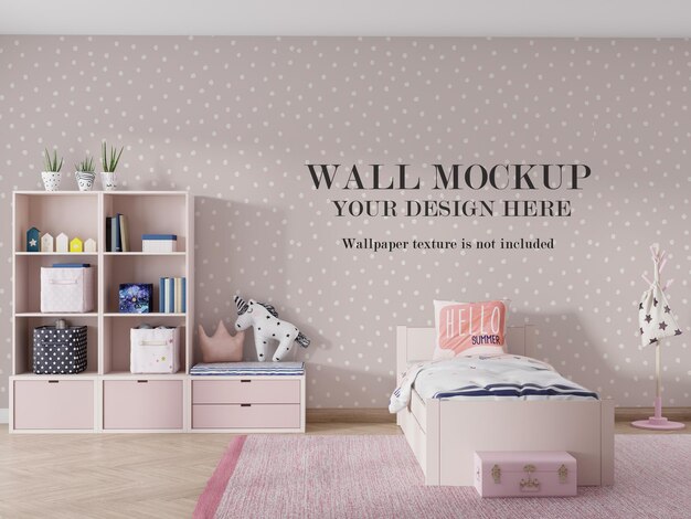 Modern wall mockup design in 3d rendered room