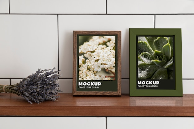 PSD modern wandframe mock-up ontwerp met interieur