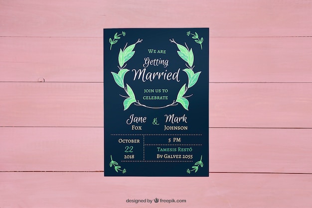 Modern wedding invitation mockup