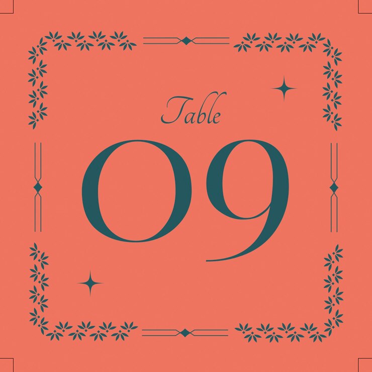 PSD modern wedding invitation table number