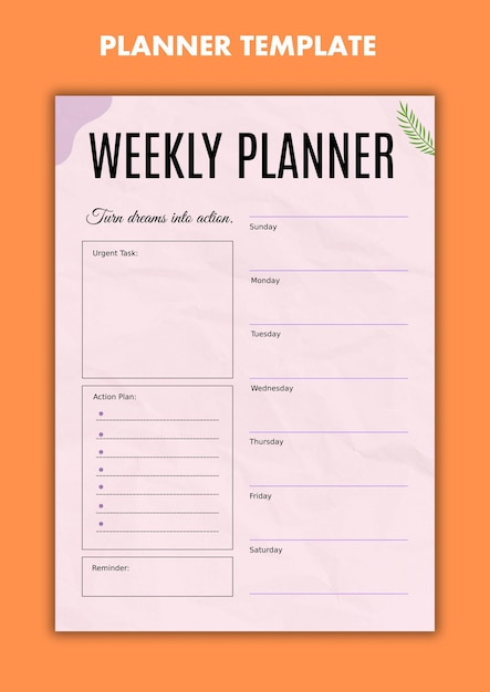 Modern Weekly Planner PSD Editable Printable Minimalist Design