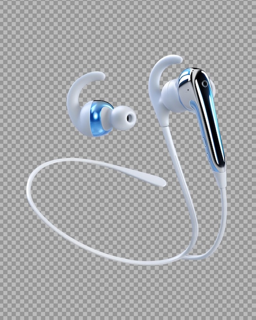 Earbud bluetooth bianco moderno isolato su sfondo trasparente