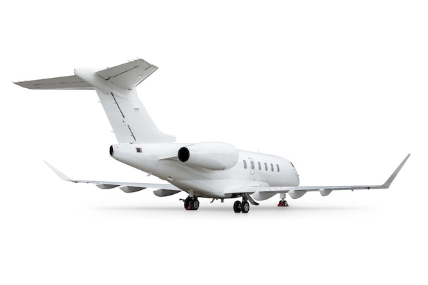 Modern white corporate business jet isolated