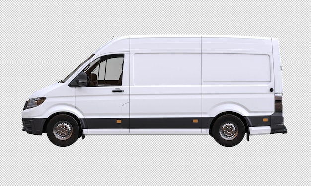 Modern white delivery van isolated on white