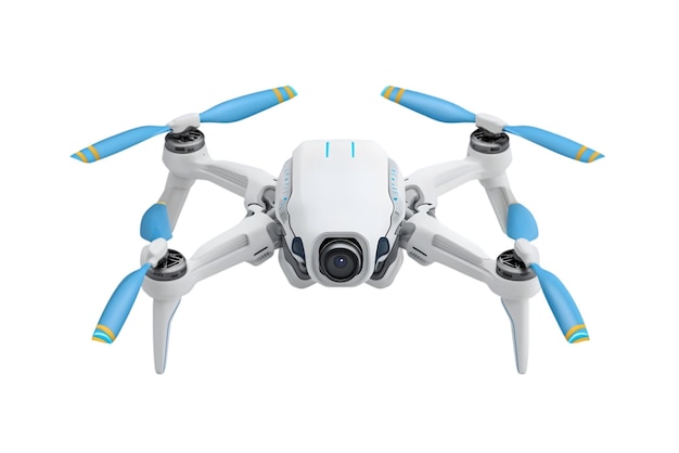 Modern White Drone with Blue Propellers Aerial Technology Innovation