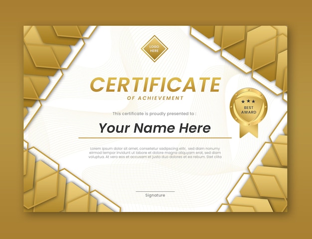 PSD modern white gold certificate template