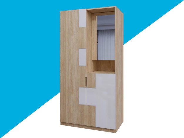 Modern Wooden Wardrobe with Mirror