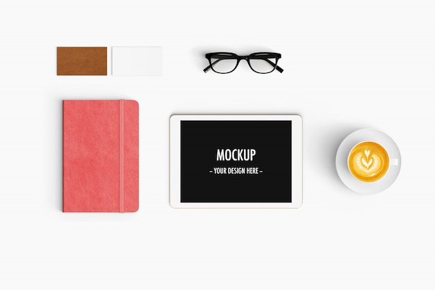  modern workspace. top view. flat lay style