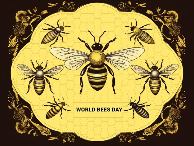 PSD modern world bees day vintage style background