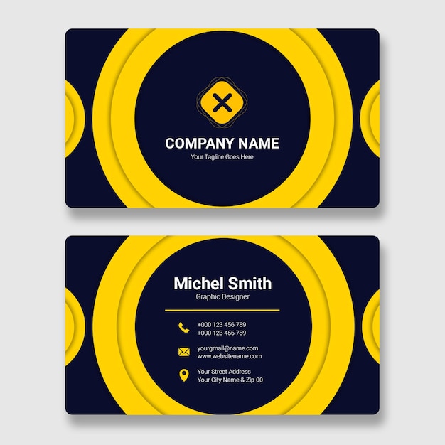 PSD modern yellow and blue clean professional business card