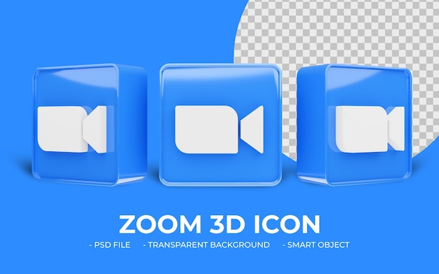 Icona 3d di media sociali dello zoom moderno isolata