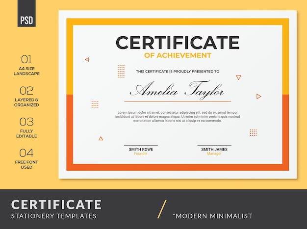 Moderna minimalistiska certifikatmallar