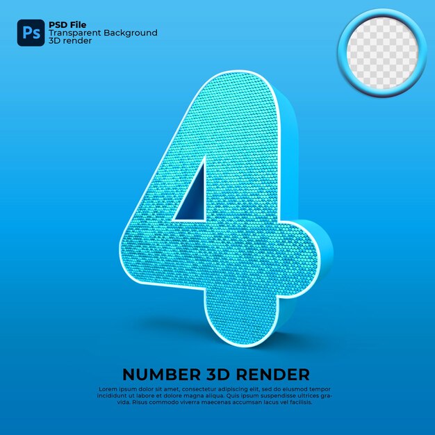 PSD moderne 3d render nummer 4 luxe blauw