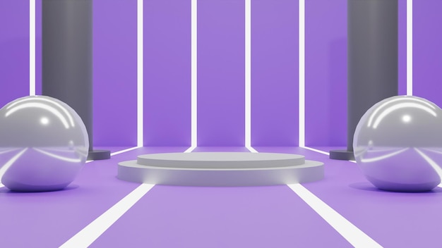 Moderne 3D render wit podium op paarse achtergrond