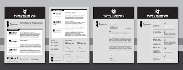 PSD moderne administratieve cv- of cv-ontwerp