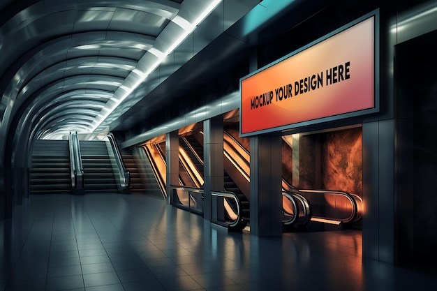 Moderne afbeelding van een billboard op een luchthaven of een metrostation