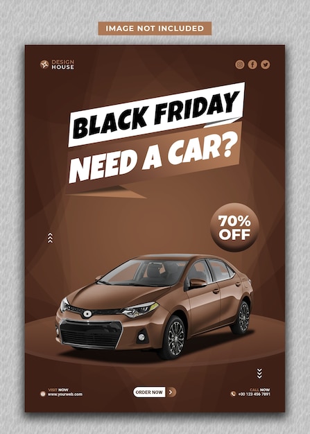 Moderne autoverhuur black friday printmedia en flyer-sjabloon