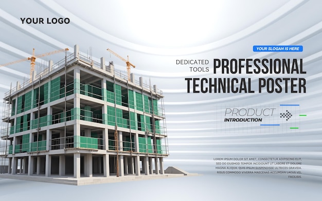 Moderne bouwplaats professionele poster sjabloon PSD