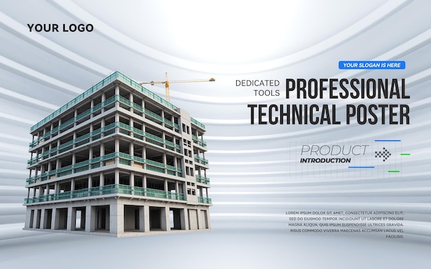 Moderne bouwplaats professionele poster sjabloon PSD