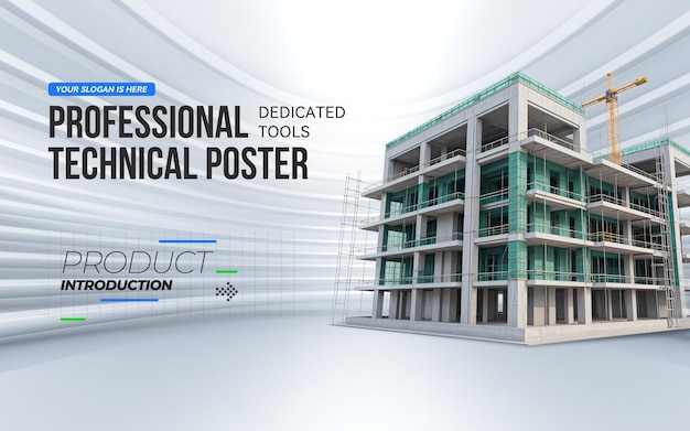 Moderne bouwplaats professionele poster sjabloon PSD