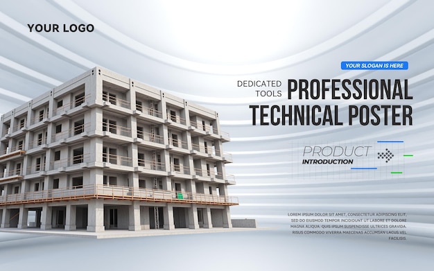 Moderne bouwplaats professionele poster sjabloon PSD