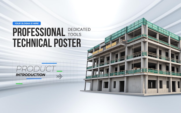 Moderne bouwplaats professionele poster sjabloon PSD