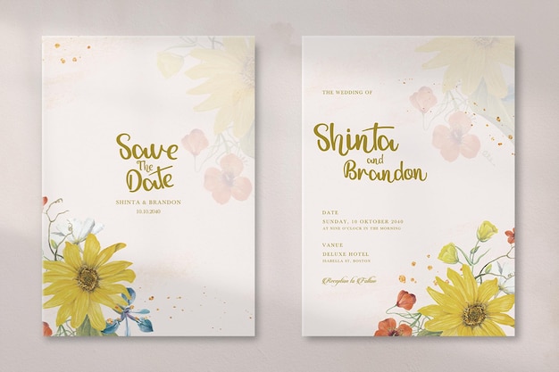 Moderne bruiloft uitnodigingskaart met vintage bloemboeket