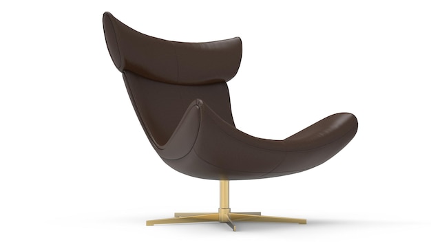 Moderne bruine lederen fauteuil geïsoleerd op witte backgorund 3D render ontwerp Meubelcollectie