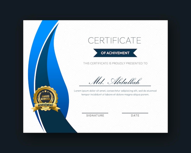 PSD moderne creatieve en elegante certificaatontwerpsjabloon