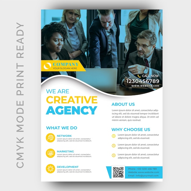 PSD moderne creative agency business flyer ontwerpsjabloon