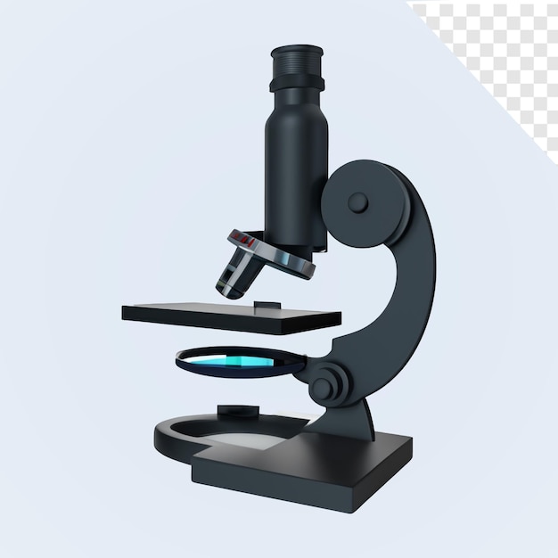 PSD moderne digitale microscoop geïsoleerd illustratie van een laboratoriummicroscoop 3d-rendering